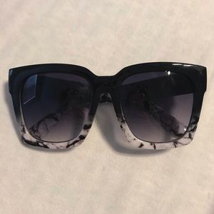 Oversized Ombré Black and Marble Sunglasses